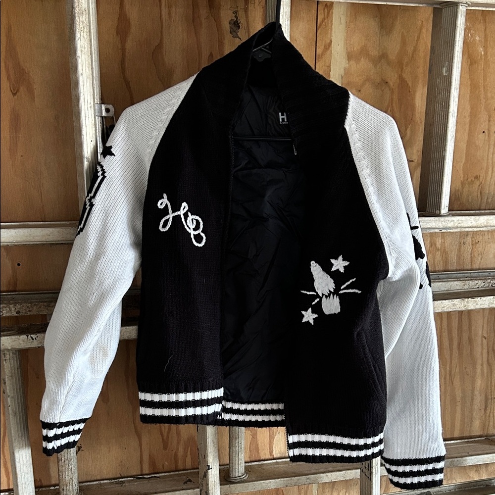 Hellz Bellz Black and White Varsity Jacket